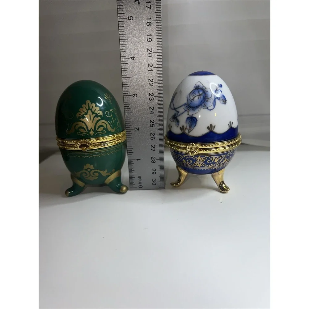 Trinket Boxes-EGG CHINA TRINKET BOXES-SET OF 2